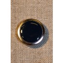 Blå knap m/sølv kant 20 mm