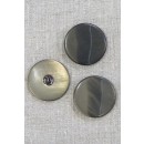 Rund knap meleret i støvet army og oliven, 34 mm.