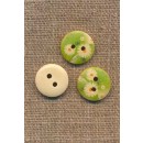 Træknap med print i lime med marguerit 15 mm.