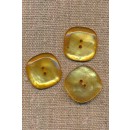 2-huld knap let firkantet i gul, 20 mm.