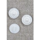 Rund knap i perlemorslook med mønster, 11 mm.