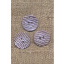 Perlemorsknap stribet med rude i offwhite og lyselilla 18 mm.