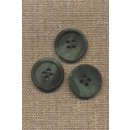 4-huls knap meleret i støvet grøn og mørk grøn, 20 mm.