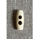 Aflang træknap/knebel lyst træ/offwhite 20 mm.