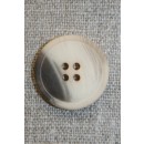 4-huls knap off-white/creme/brun, 22 mm.