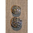 Patent-knapper m/glimmer, sølv 20 mm.