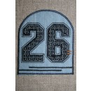 Strygemærke med tal 26, denim sort