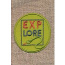 Motiv i oliven-lime med slange og "Explore"