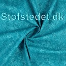 Bomuld med lille mønster mørk turkis, turkis, petrol.