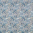 Bomulds poplin med sjalsmønster i hvid, turkis, blå, lysegrå