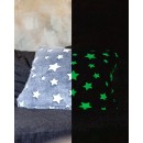 Frotté fleece i blå med stjerner "glow in the dark"