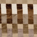 Frotté fleece med firkanter i brun, beige og offwhite