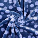 Frotté fleece i blå med denim prikker/bomber