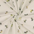 Bomulds jersey i knækket hvid med traktor