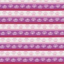 Afklip Patchwork stof med striber prinsessekroner i hvid og lilla 50x55 cm.