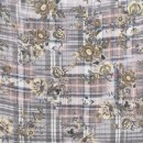 Let Strik med tern, blomster og glimmer i offwhite, grå, army, carry