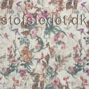 Let meleret strik blomstret i offwhite ,støvet orange, pink og grønpetrol.