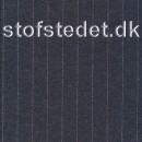 Twill-vævet stribet uld/polyester i støvet blå og grå