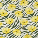 Let 100% viscose zebra print og gul blomst