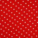 100% viscose med prikker i rød og hvid