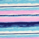 Viskose jersey difuse striber i lys turkis, marine, lys syren