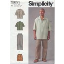 Simplicity 9279 Herre løs skjorte, bukser, shorts