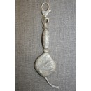 Karabinhage m/vedhæng sten hvid/gl.sølv