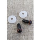 Bamse Øjne m/låsering/sikkerhedsøjne 8 mm. brun / sort