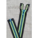50 cm. delbar lynlås plast sort/lime/petrol