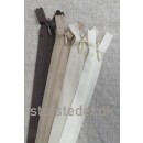 22 cm. Usynlige lynlåse - Brun - Lysebrun - Offwhite