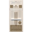 Broderinåle med spids i guld, 1 - 3 - 5 DMC