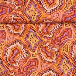 Bomulds jersey med grafisk print i orange, rød, gul