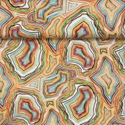 Bomulds jersey med grafisk print i aqua, lys orange, rød